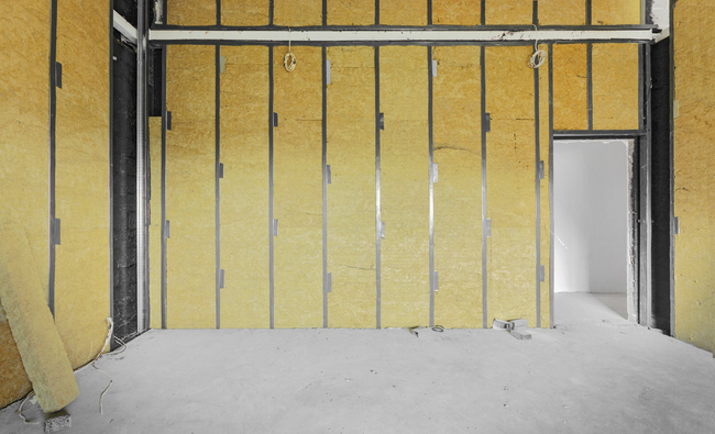 metal framing with fiberglass insulation