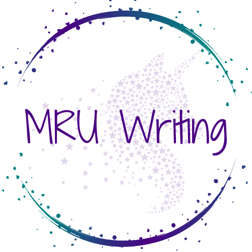 A purple and teal semi-transparent circle on the outside, with a unicorn made of stars on the inside. In front of the unicorn are the words