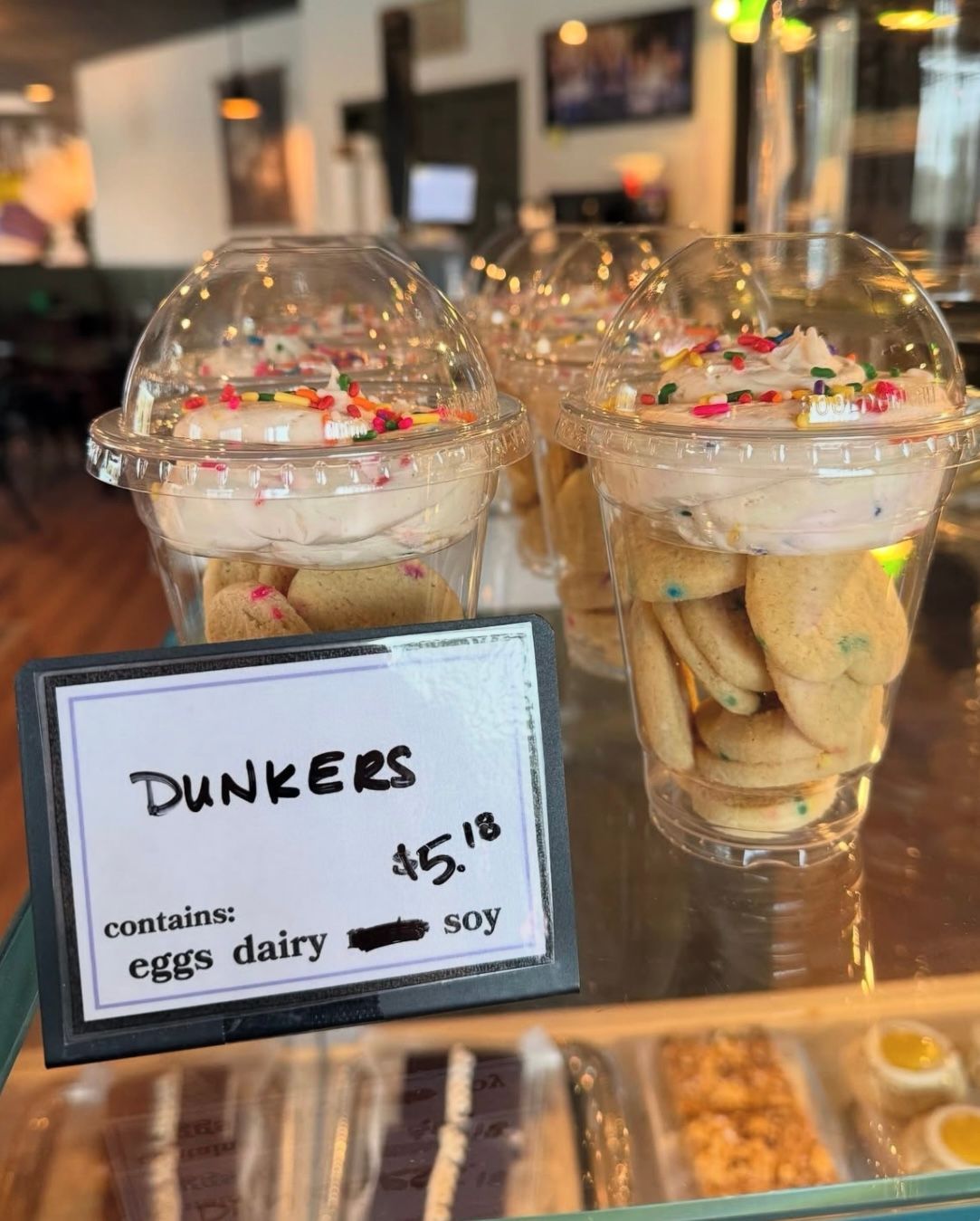 parfait cups with confetti cookies and whipped topping