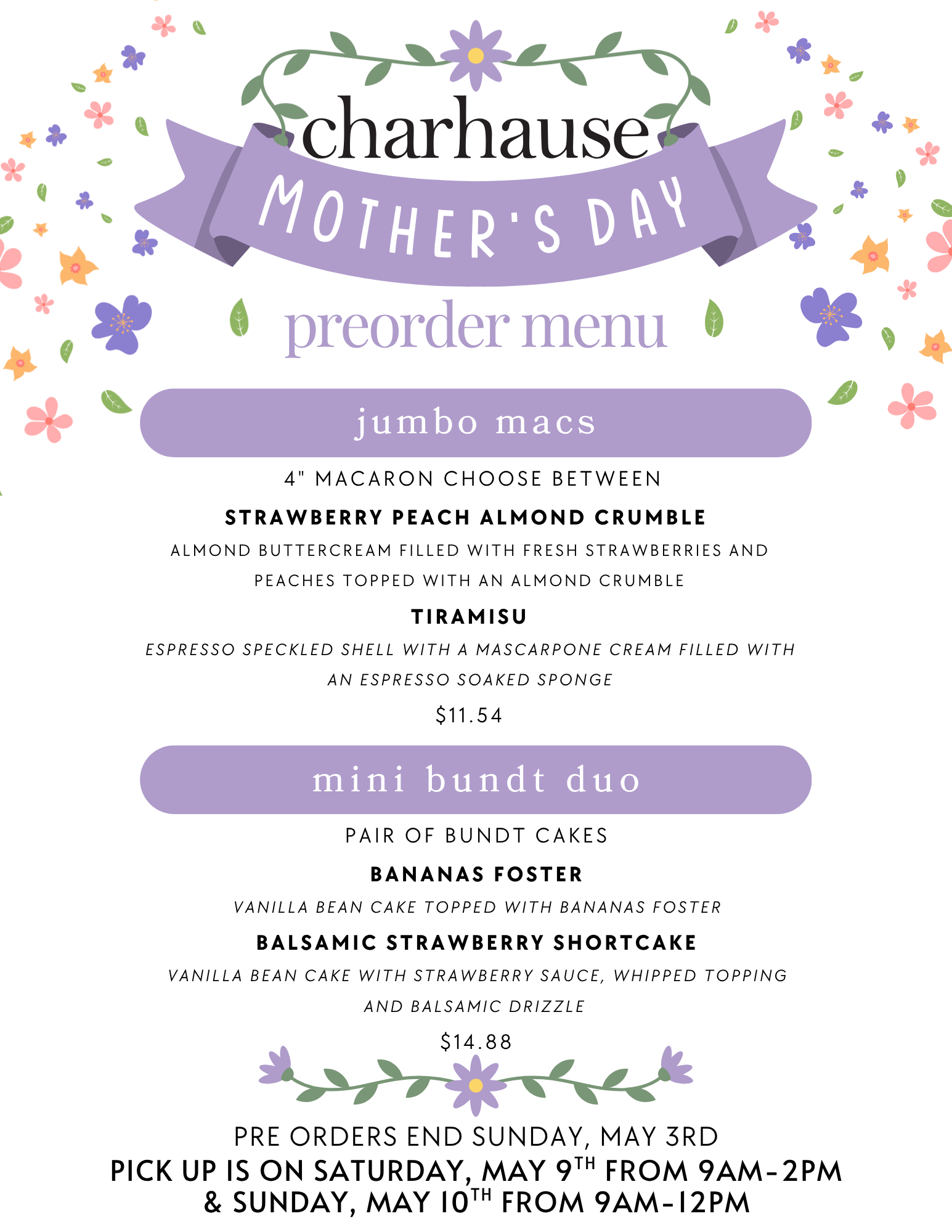 charhause holiday pre-order menu

