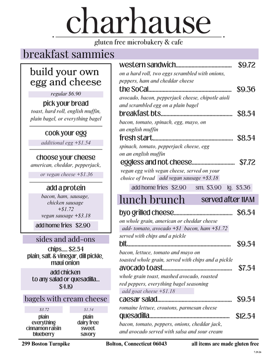 charhause food menu