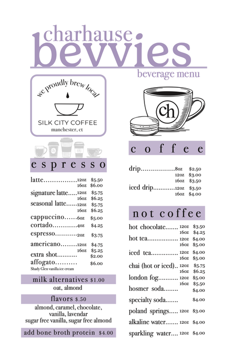 charhause beverage menu