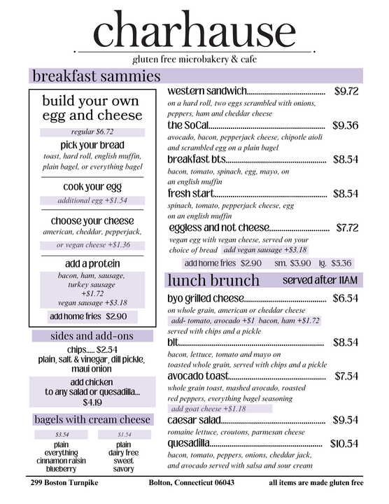 charhause food menu