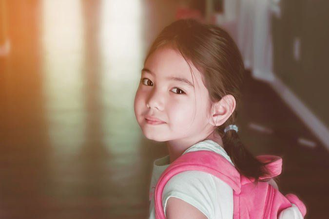 Little Girl Getting Ready Go to School — Holmesville, NSW — Holmesville Playhouse Preschool