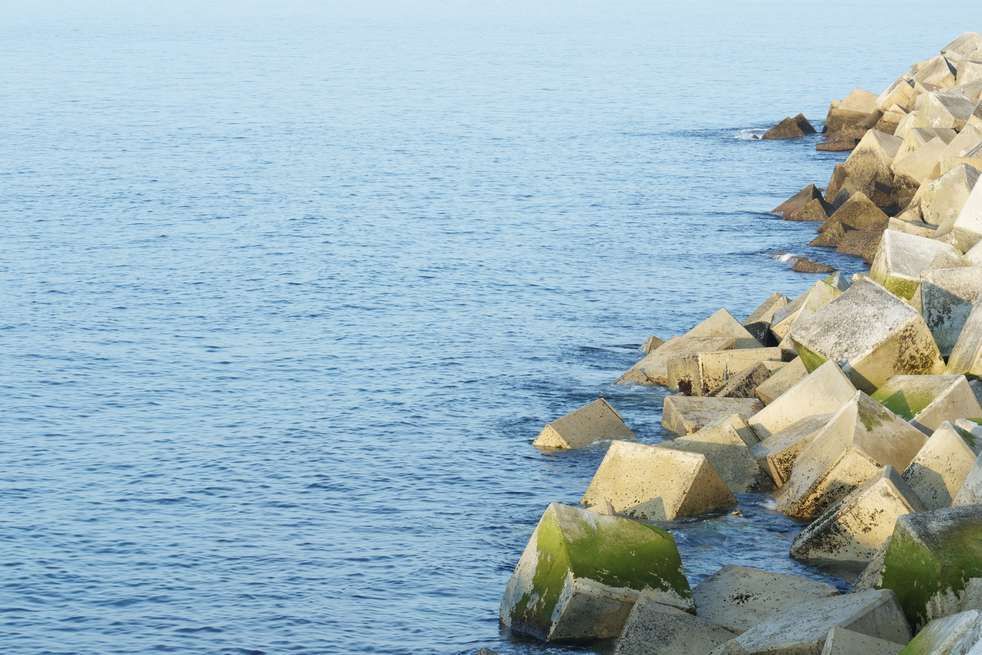 Rock Revetment Along the Seashore