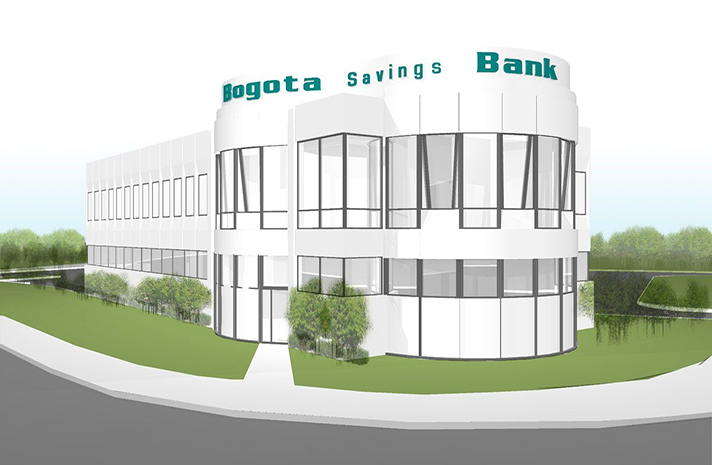 An artist 's impression of a building that says jogota savings bank
