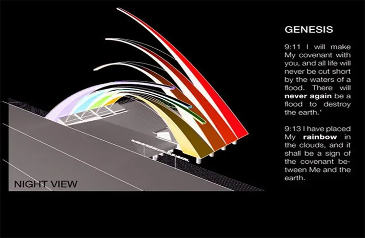 A picture of a rainbow with the words genesis at the top