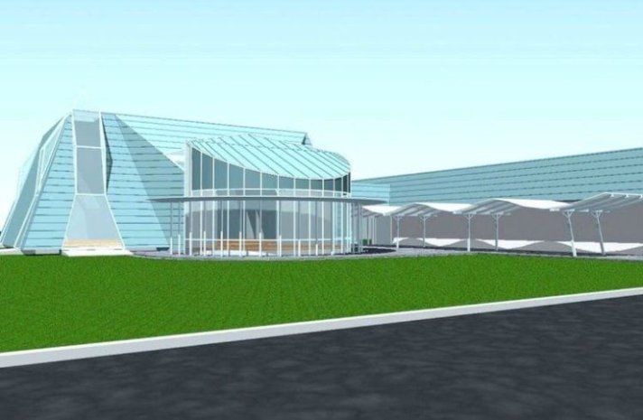 An artist 's impression of a large building with a lot of windows