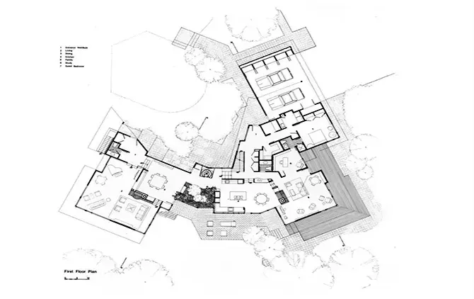 A black and white floor plan of a house.