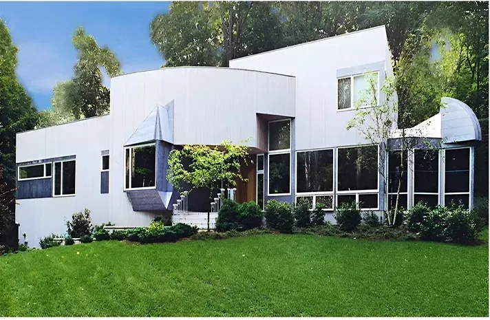 A large white house with a lot of windows