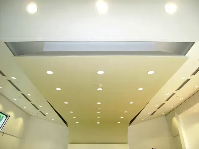 A ceiling with a lot of lights on it