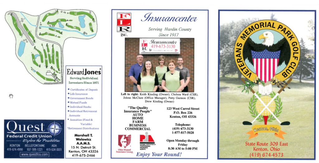 A memorial park golf club advertisement with an eagle on it