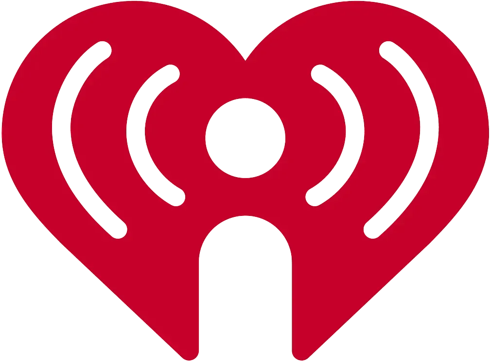 IHeartRadio red heart logo with white radio signal waves and a person silhouette