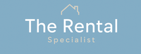 Logo voor "The Rental Specialist" met een huisomtrek op een blauwe achtergrond.