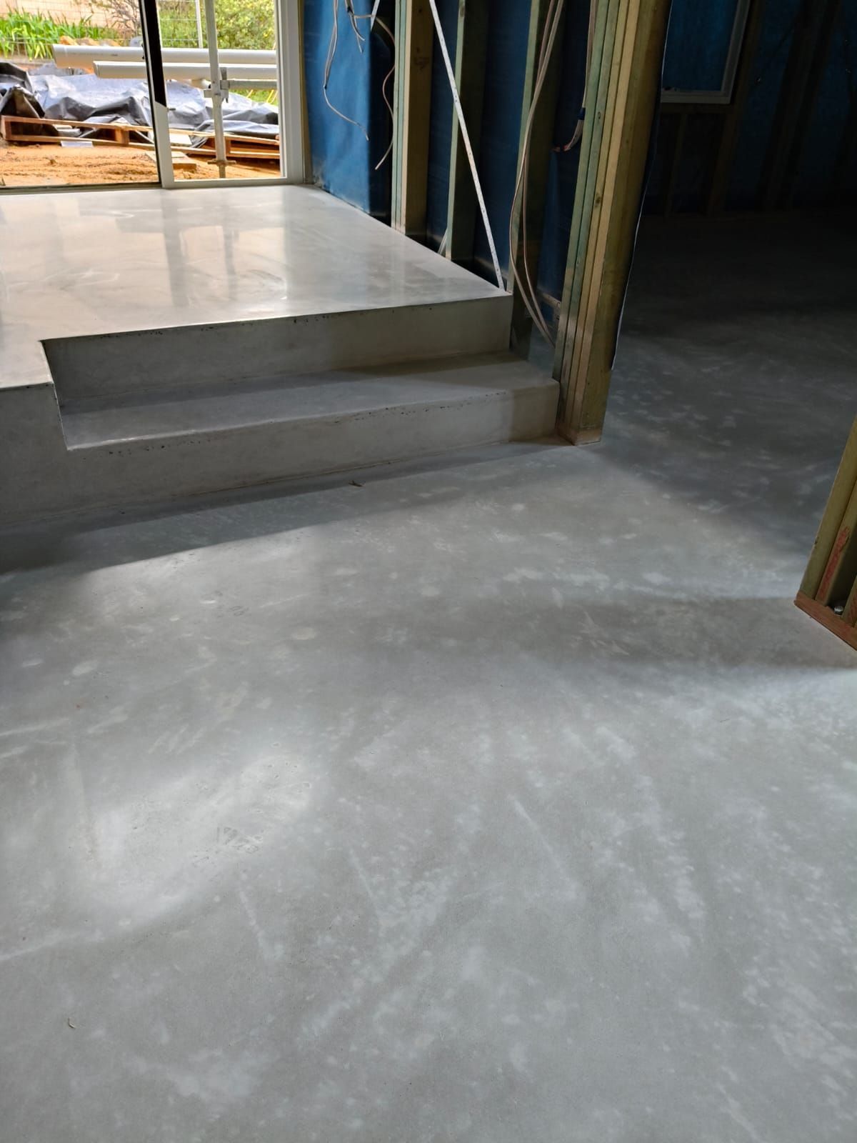 Architecture white burnished polished concrete.