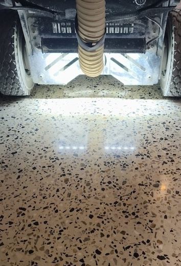 Fully exposed polished concrete high gloss
