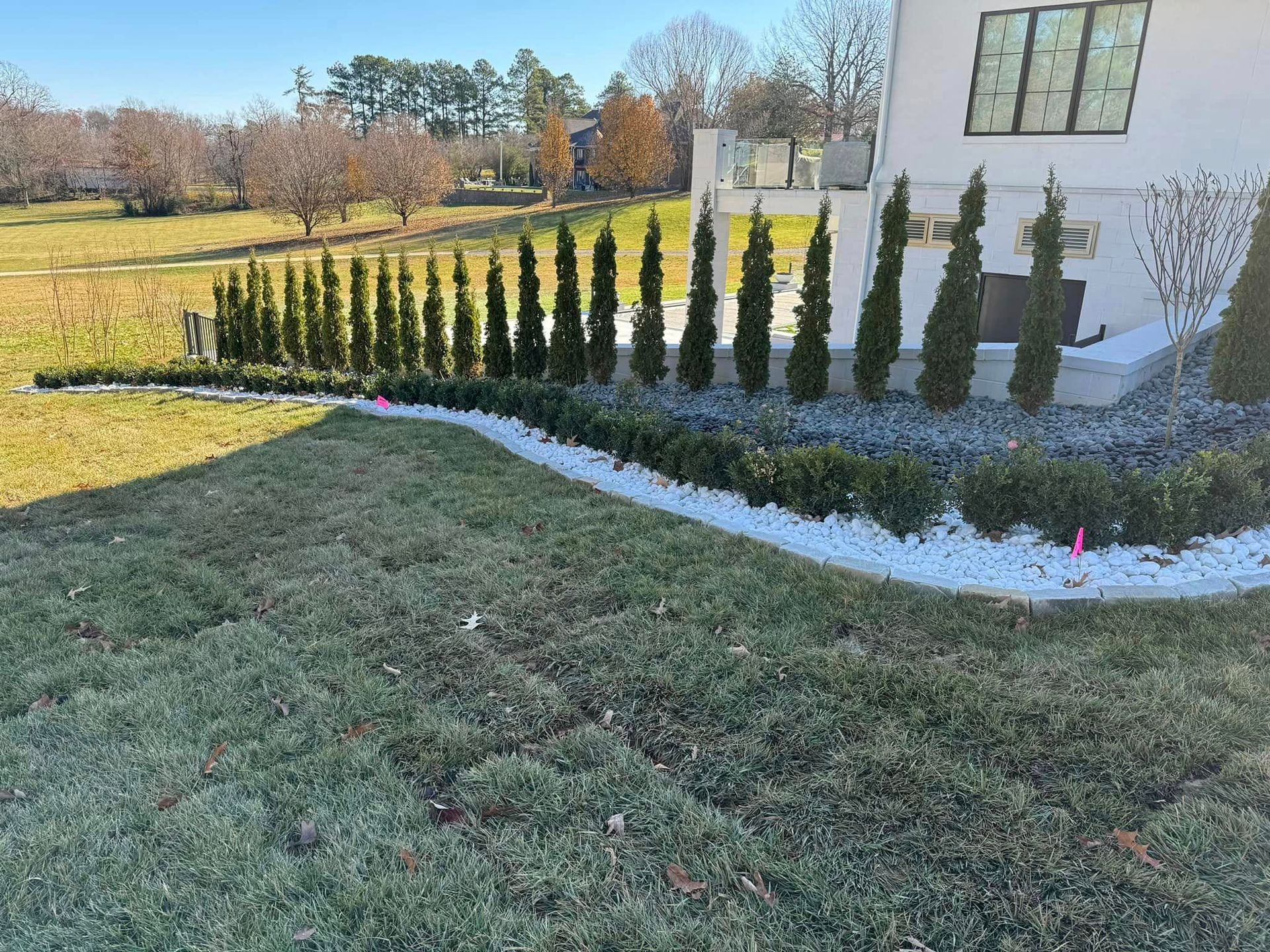 white rock flower bed