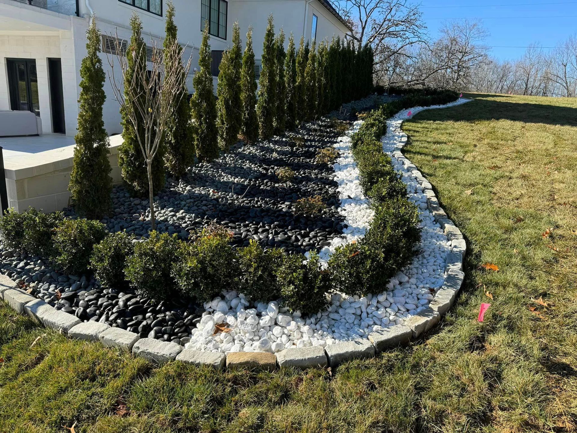 two toned rock flower bed