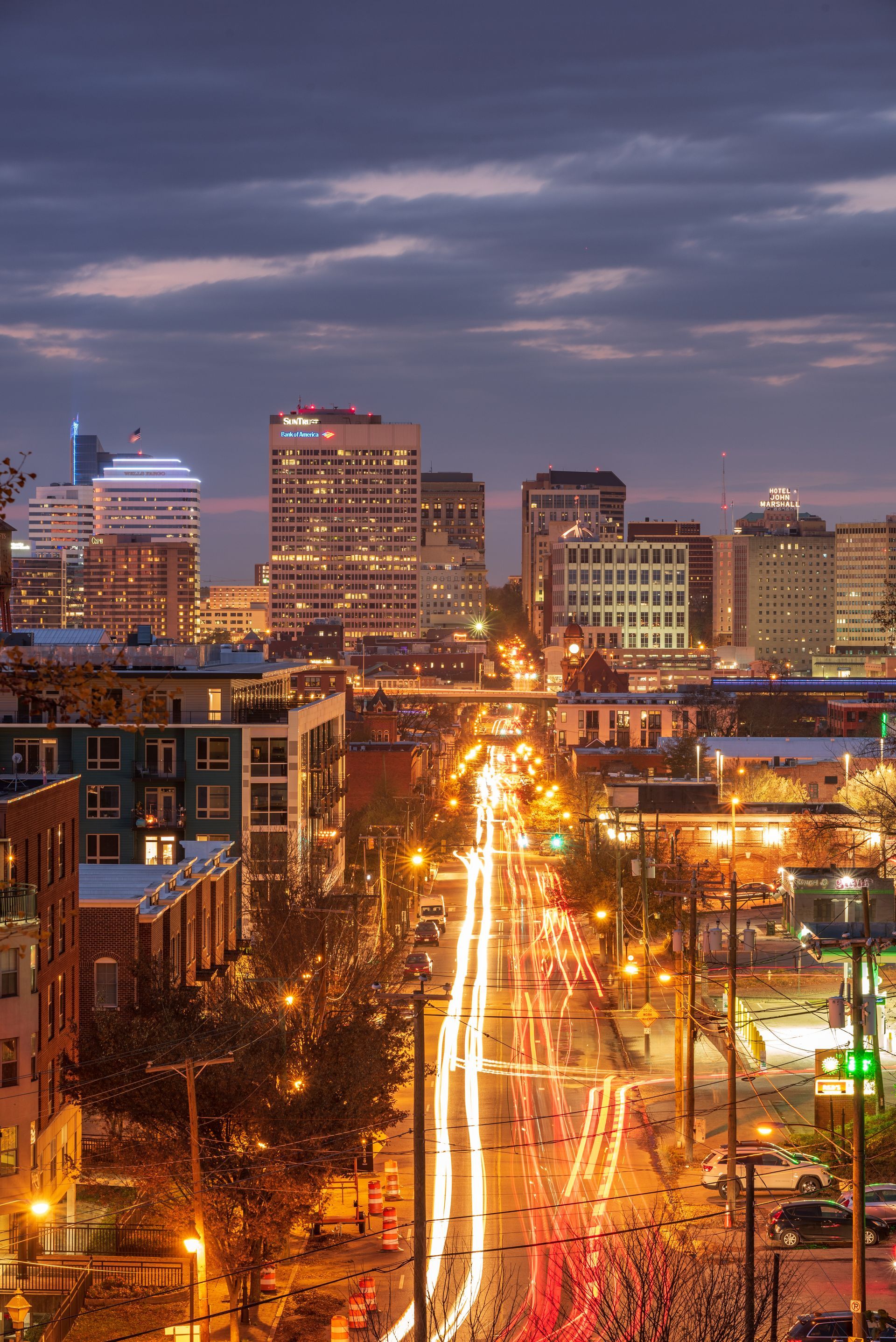 downtown richmond at night