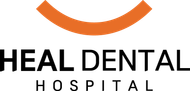 Logo of Heal Dental Clinic: an orange curved line above the words 