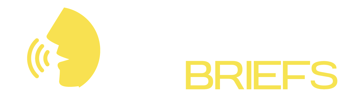 Yellow logo with a stylized face icon and the word “BRIEFS” in yellow text