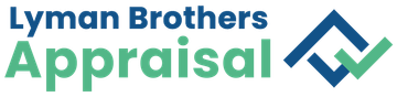 Lyman Brothers Appraisal logo: blue text and symbol, green text and checkmark.