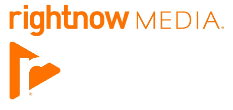 The logo for rightnow media is orange and white