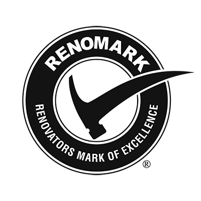 Renomark logo with hammer icon and the slogan “Renovators Mark of Excellence”