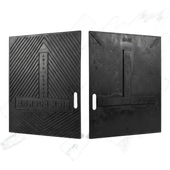 Black embossed book-cover/mold panel with diagonal texture, shown front and back on white background