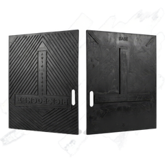 Black embossed book-cover/mold panel with diagonal texture, shown front and back on white background