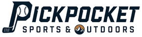 PickPocket Sports & Outdoors logo in navy and orange with a golf ball in the text