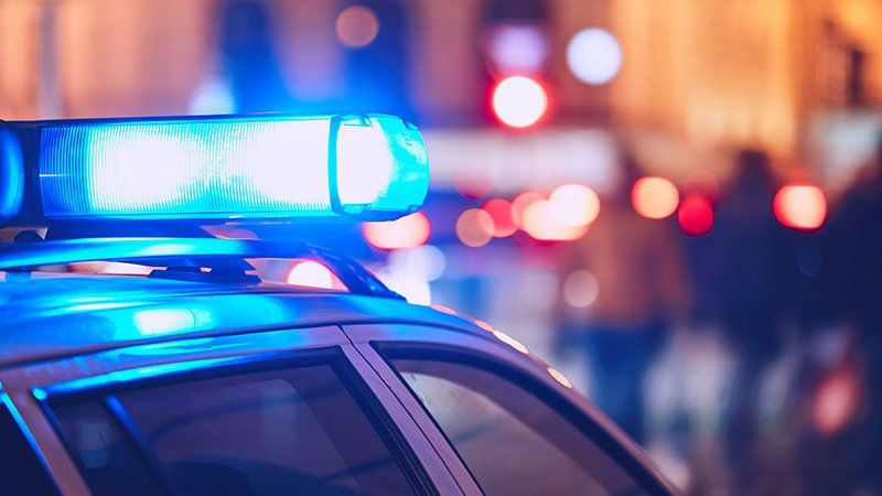 close up of police car light