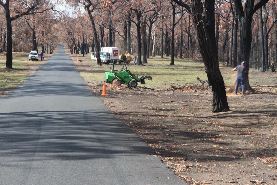 A Green Tractor Is Parked on The Side of The Road — Burnett Trees in Kiama, NSW