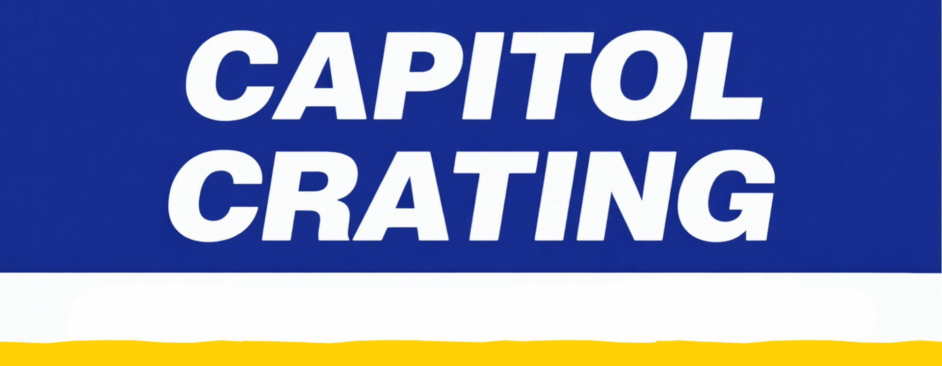 Logo of Capitol Crating: blue background, white text.  