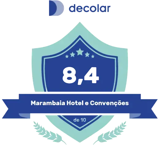 Decolar rating badge for Marambaia Hotel e Convenções, score 8.4 in blue and teal