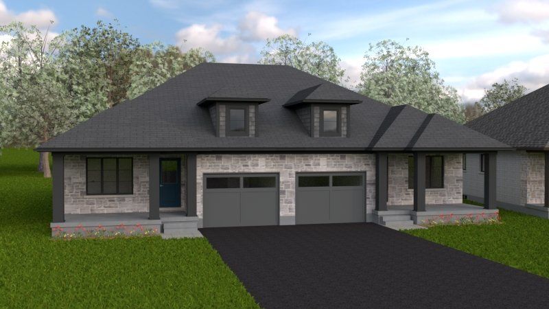 An artist 's impression of a house with two garages