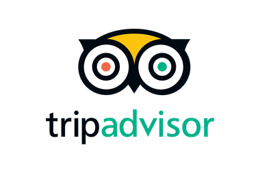 The tripadvisor logo is a black and yellow owl with circles around its eyes.
