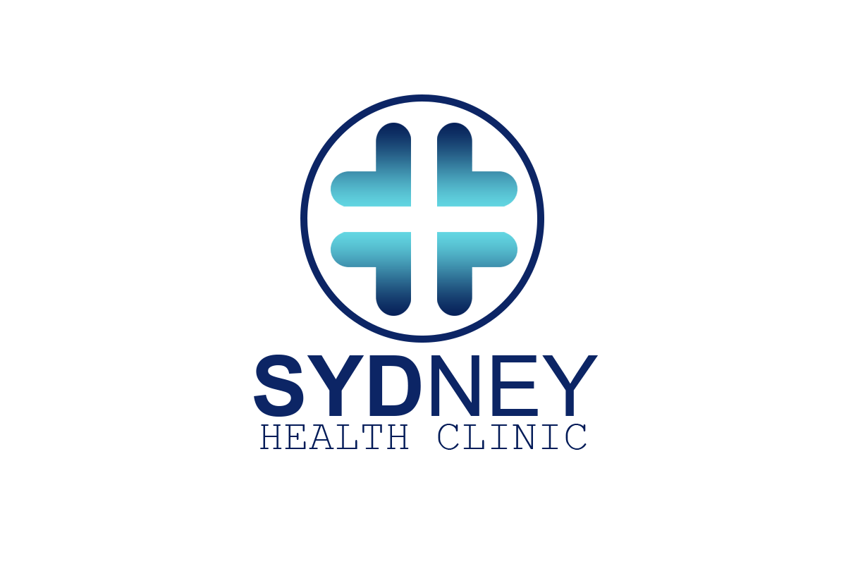 Sydney Health Centre logo with blue medical cross icon