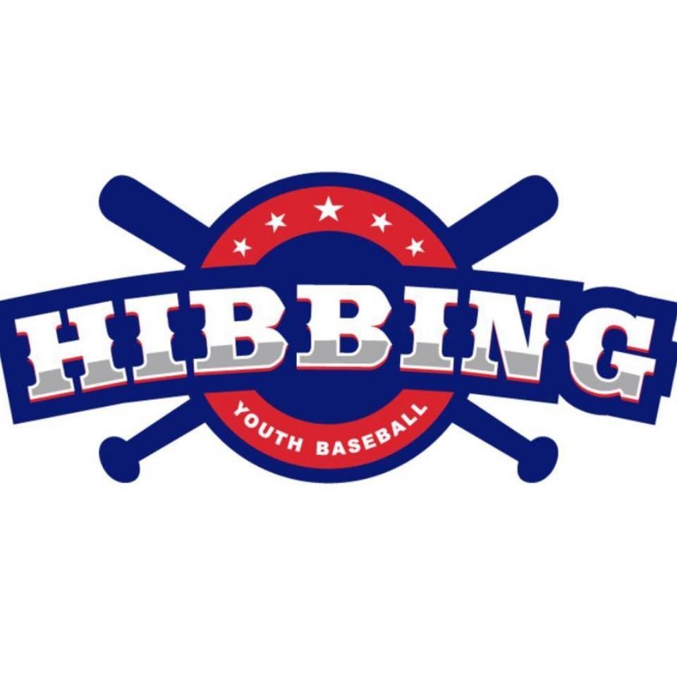Hibbing Youth Baseball logo: blue bats, red circle with stars, and text