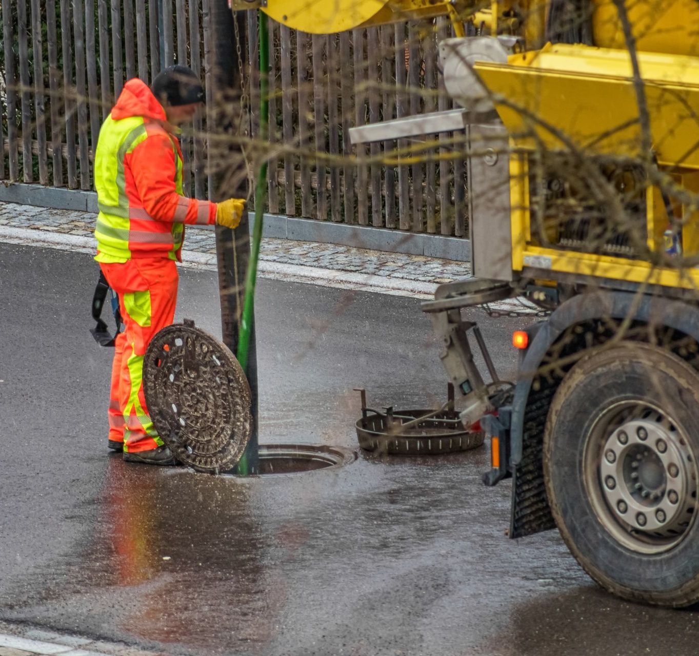 Vacuum Tanker Cleaning a Drain