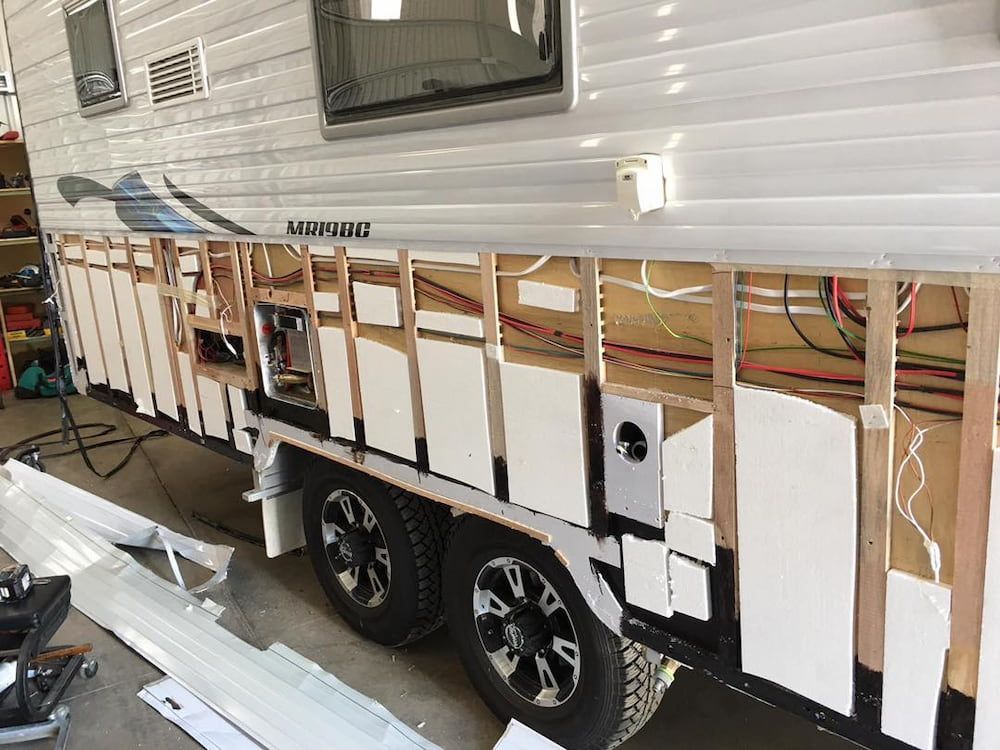A Trailer Is Being Remodeled In A Garage — Posties Caravans Boats Small Engines Inverell In Inverell, NSW