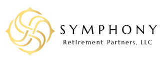 The logo for Symphony Retirement Partners, LLC featuring a gold, interwoven, four-pointed abstract symbol next to the text.