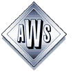 The aws logo is in a diamond shape on a white background.