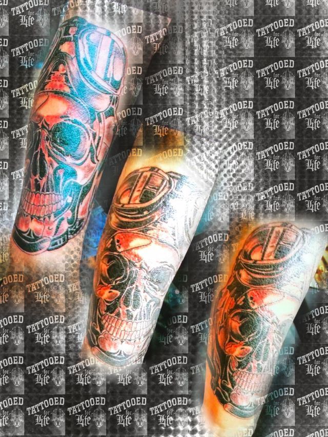 A close up of a tattoo on a person 's arm.