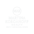 Logo for Martina Korganoff Realty: "MAK" initials in a circle, name, "Realty," and "South Florida Real Estate."