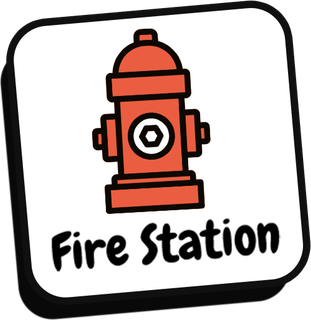 A fire station logo with a fire hydrant and the words fire station