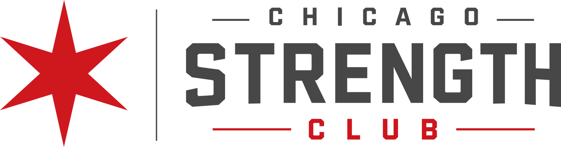 Chicago Strength Club logo with red star and gray bold text on white background