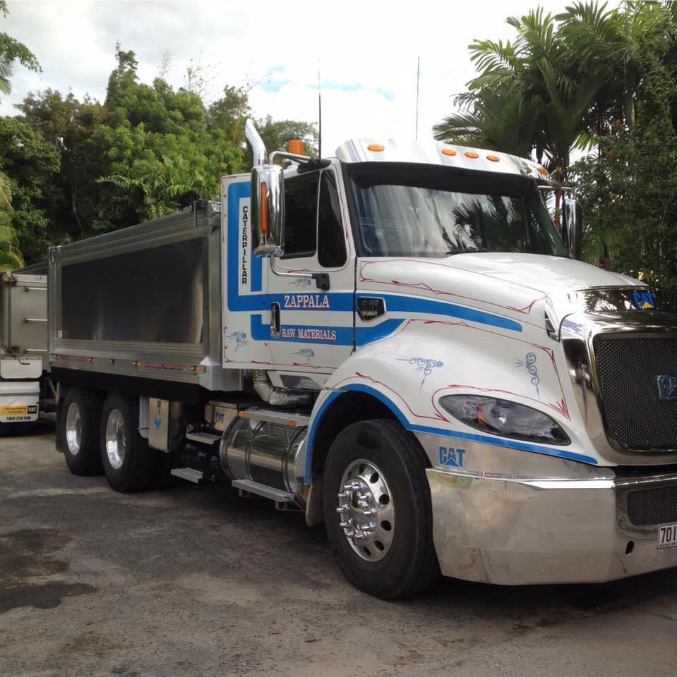 A White And Blue Dump Truck — Zappala Raw Materials Pty Ltd In Edmonton, QLD