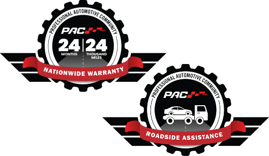 PAC 24/24 logo badges with Nationwide Warranty and Roadside Assistance on | Pro Import Automotive Service and Repair