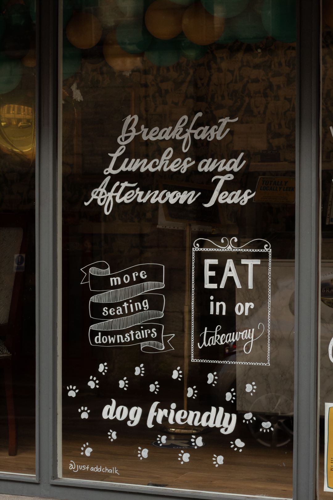 Cafe window with 